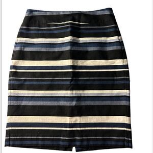 Banana Republic Navy Cream Striped Lined Pencil Skirt Size 0